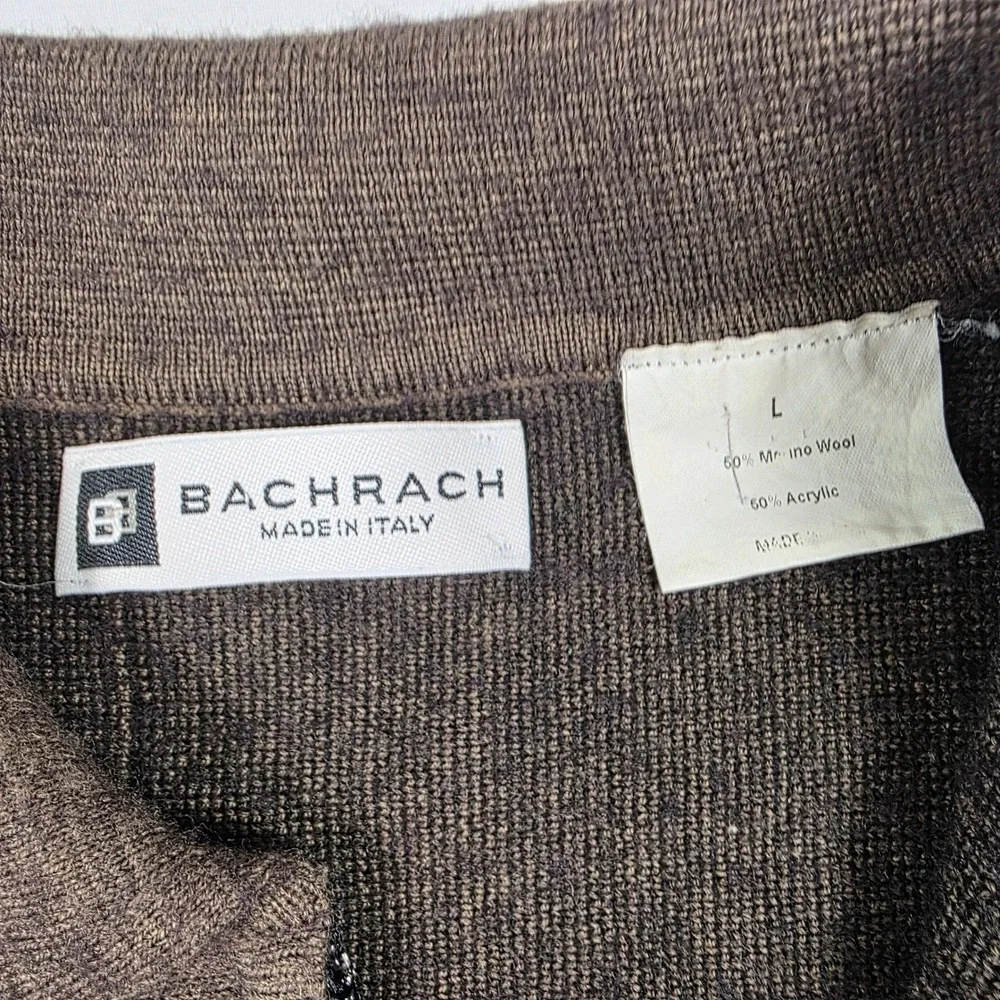 VTG Bachrach Wool Quarter Zip Pullover Sweater Mens Large Coogi Style Italy Made